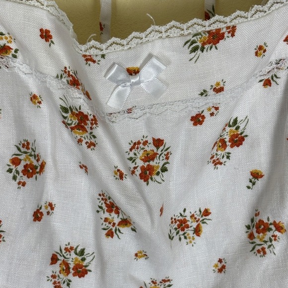 REFORMATION 100%‎ Linen Evianna Dress Size 12 White Orange Floral Mini - Picture 9 of 16